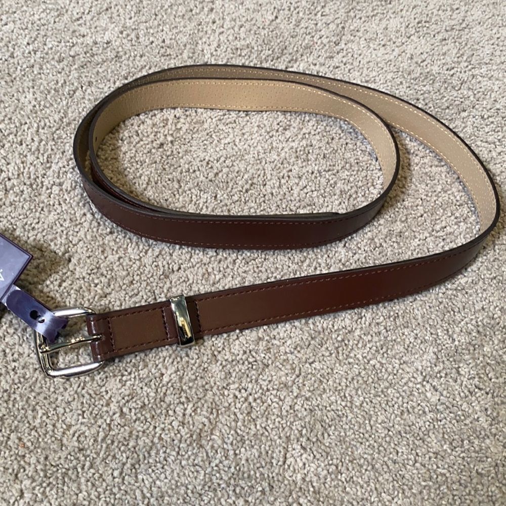 Women’s Brown Belt with Silver Buckle 1” wide Size 3XL NWT